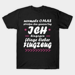 Flugzeug Pilot Oma Rente Fliegen Ruhestand T-Shirt